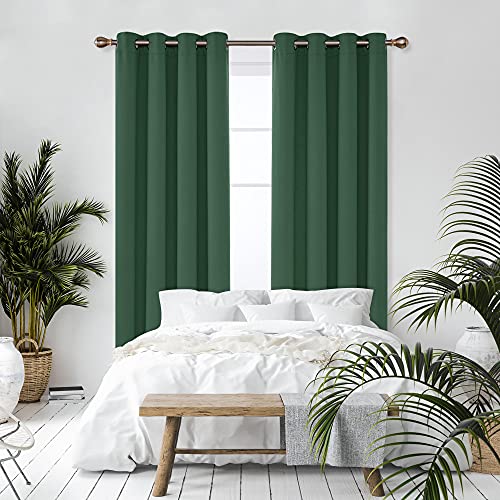 Deconovo Super Soft Blackout Curtains Energy Saving Curtains Blackout Eyelet Curtains for Baby Nursery Forest Green W55 x L79 One Pair - Image 4