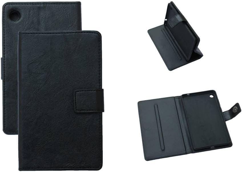 Caseous Synthetic Leather Stand Flip Case Cover for Lenovo Tab M7 (2nd Gen) (2019) (TB-7305x) - Black (Black)