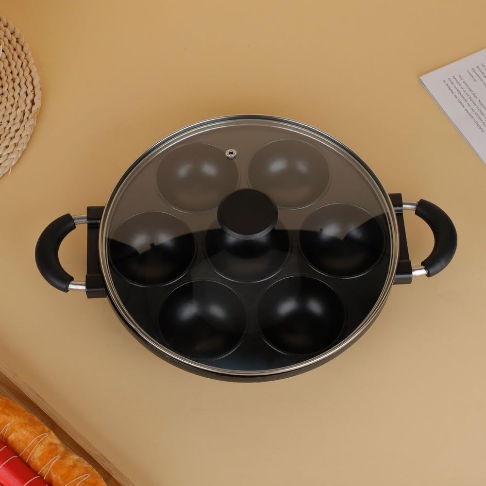 Padella Takoyaki 12 Fori in Alluminio - Tegame Antiaderente Fisico per Snack Giapponesi e Burger su Fuoco a Gas 39x28cm(C)