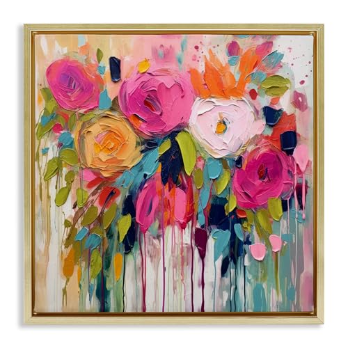 Urban Paint Bouquet Floral, 25 x 25 Inch Canvas in Floater Frame