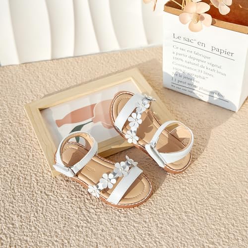 Image of Flaryzone Girls Sandals Open Toe Summer Flats Dress Sandals Shoes Toddler /Little Kid