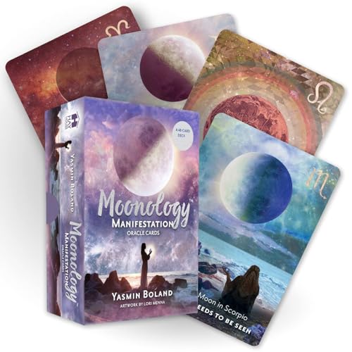 Image of DUNGRANI ENTERPRISE Tarot Cards 44 Pieces Moonology Manifestation Traditional Standard Tarot Deck Fortune Telling Game Divination Tools for Adults (Moonology Manifestation Oracle)