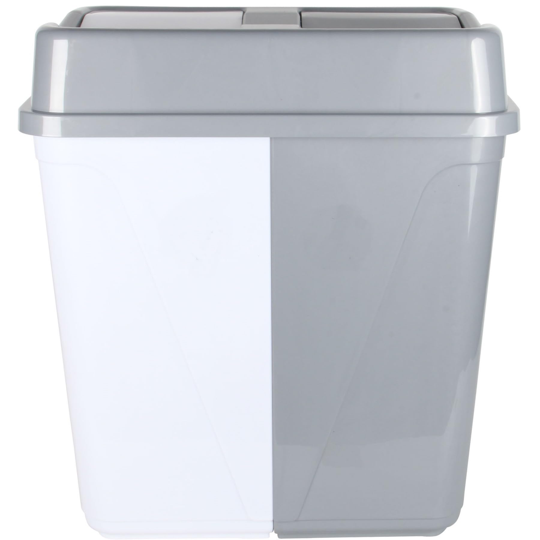 Double Rubbish Waste Separation Bin Recycling. Dual Compartment 100L (2 x 50 L) (Grey-White)
