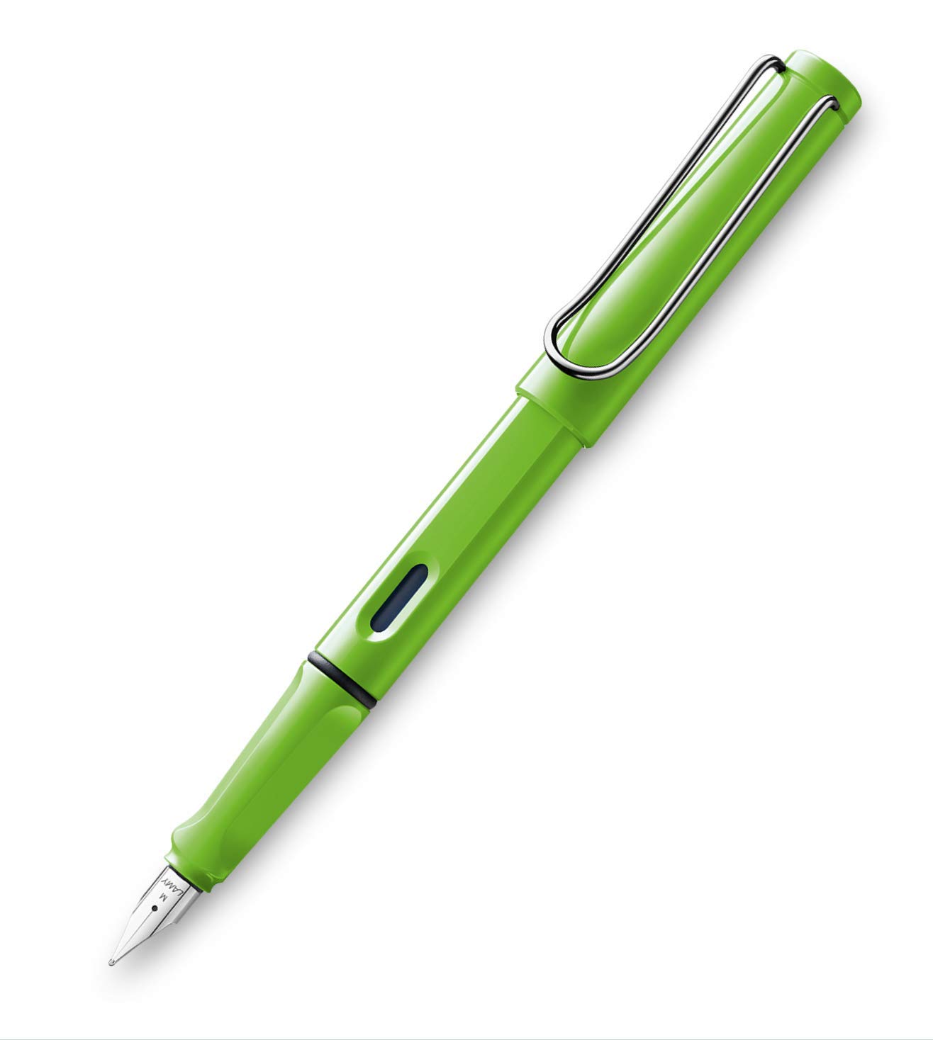 Lamy Safari Fountain Pen Medium Nib | Green Body with Metal Clip | Matt ASA Plastic Body & Polished Steel Nib | With Blue T-10 Cartridge & Z-28 Converter