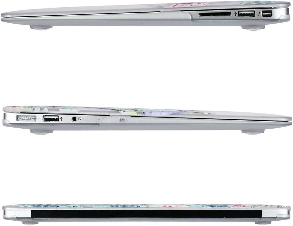MOSISO Compatible with MacBook Air 13 inch Case (Models: A1369 & A1466, Older Version 2010-2017 Release), Plastic Pattern Hard Shell Case & Keyboard Cover & Screen Protector, Clear Base Cactus