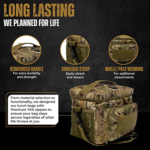 Hsd 10Mm Thick Insulated Adult Lunch Bag - Leak Proof For Hot & Cold Temperature - Tactical Style Easy To Clean, Durable & Water-Resistant - Sturdy Handle, Shoulder Strap, & Pockets - Men & Women #TOP4