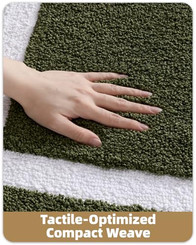 Image of Color&Geometry Mini Green Bathroom Rugs 24x16, Extra Soft Absorbent Microfiber Bath Rug, Non-Slip Bathroom mat, Washable Plush Bath Mats for Bathroom, Shower, Bathtub, Laundry, Small, Olive Green