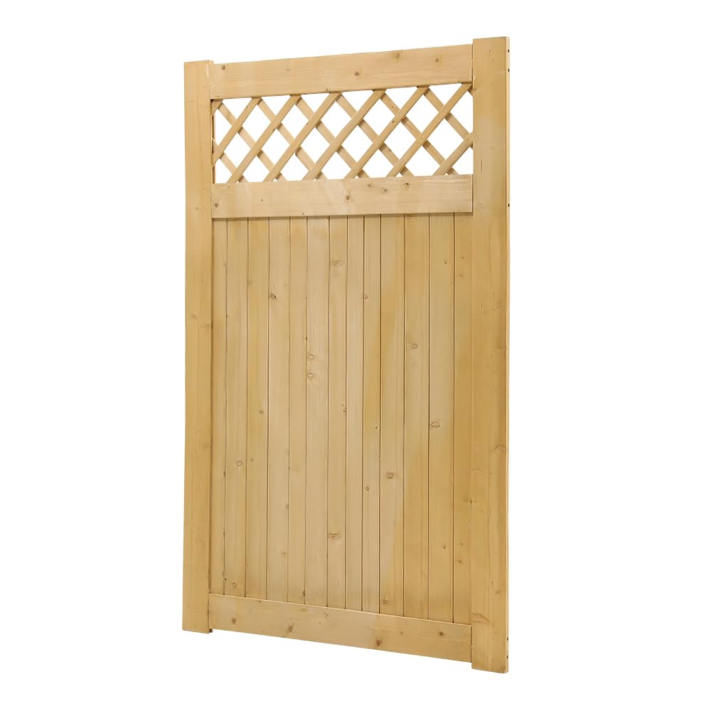 INMOZATA Garden Gate Wooden Pedestrian Gate with Gate Lock and Hinge, 3ft Wide x 5ft High (90cm Wide*150cm High) โ image 1