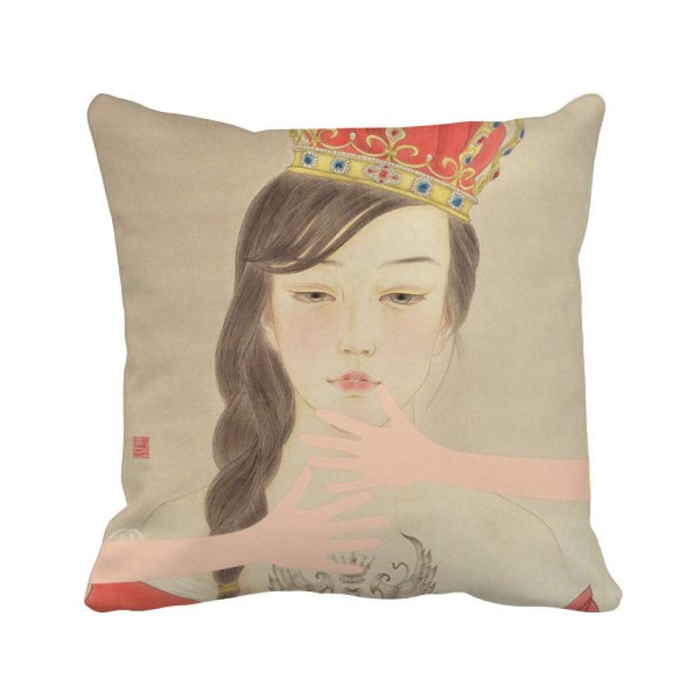 Coussin de couronne royale aquarelle chinoise pour deco salon