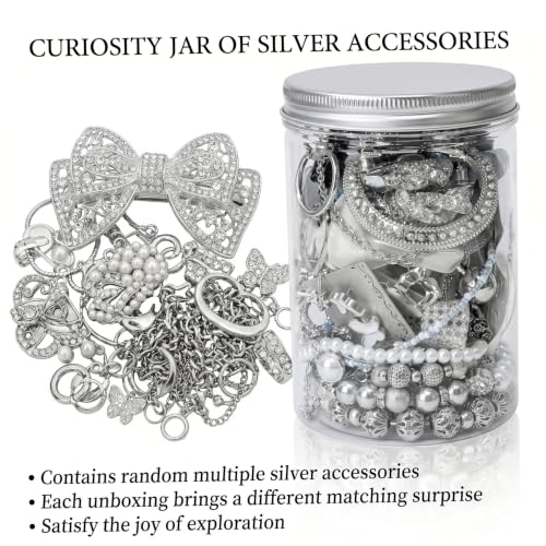 Collection bijoux mystère vintage boîte élégante de rangement argent