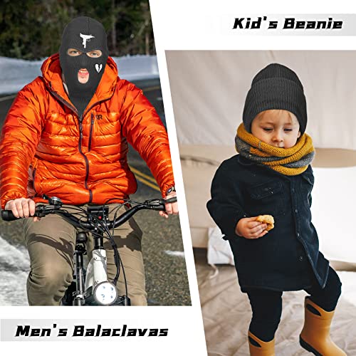 3-Hole Balaclava Face Mask Knitted Ski Mask Winter Balaclava Beanie For Men Women Neck Gaiter Ski Motorcycle Running Riding Fishing Hat Black #TOP3
