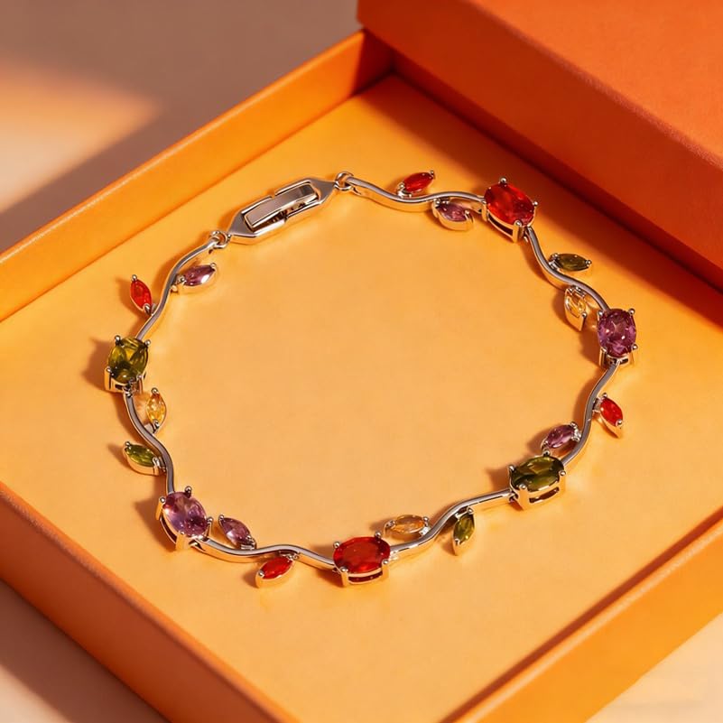 Image of Shining Diva Fashion Tulip Bracelet for Women, Floral Crystal, Anti Tarnish Jewellery Stylish Bracelet Gifts for Girls