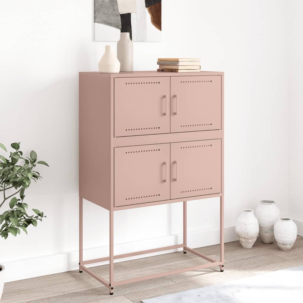 Homgoday Armoire de sol Mobilier de bureau, Buffet rose 68,5 x 38,5 x 107 cm en acier, meuble buffet, table de chevet, chambre à coucher, buffet pour chambre à coucher, modèle Model846483