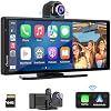 Carpuride 4K W903 Portable Wireless Carplay & Android Auto with Dash Cam - 9.3 HD IPS Screen, 4K Front Camera, Loop Recording, Bluetooth, Mirror Link, GPS, Siri, Dashboard Mounted