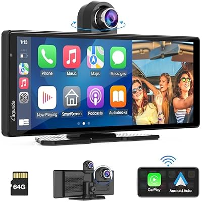 Carpuride 4K W903 Portable Wireless Carplay & Android Auto with Dash Cam - 9.3 HD IPS Screen, 4K Front Camera, Loop Recording, Bluetooth, Mirror Link, GPS, Siri, Dashboard Mounted