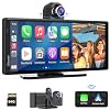 Carpuride W903 Portable Wireless Carplay & Android Auto with Dash Cam – 9.3″ HD IPS Screen, 2.5K Front Camera, Loop Recording, Bluetooth, Mirror Link, GPS, Siri, Dashboard Mounted