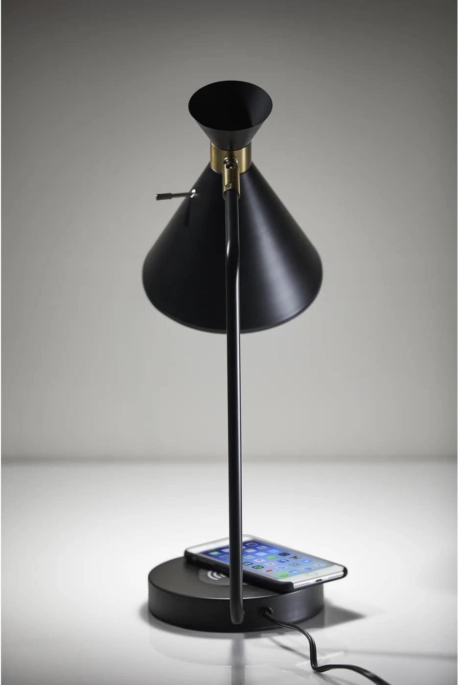 Adesso 4507-01 Maxine Desk Lamp Wireless Charging, 7W LED, 5W QI, USB Port, Indoor Lighting Lamps