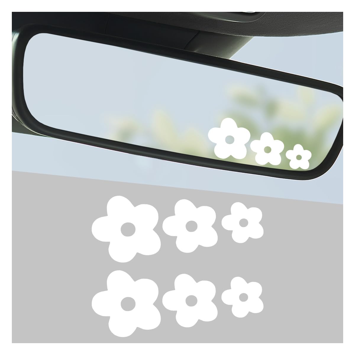 6PCS Flower Car Sticker Decals Cute Floral Rearview Mirror Decorative Sticker Waterproof Vinyl Decal for Auto Window Glass