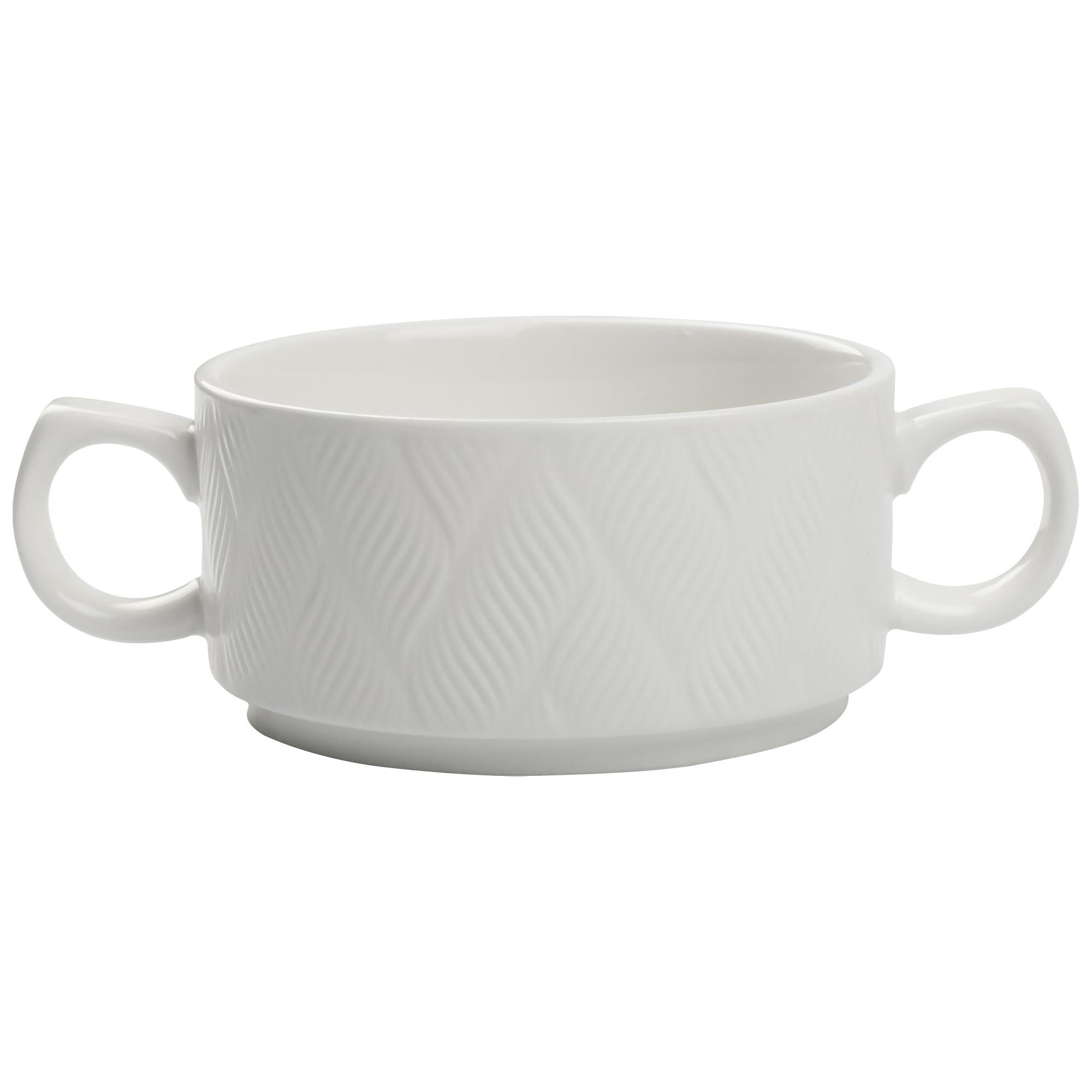 6 x Suppenschalen aus Keramik - 300 ml - Weiß Suppenschüssel mit Griffen Set von 6 - Suppenschüsseln für Suppe, Müsli, Ramen - Suppenteller - Suppentassen - Müslischalen