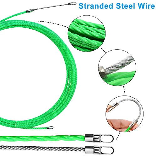 Tire Cable Electrique, 15M Aiguille Fibre Optique, Réutilisable Aiguille Tire Fil, 4.5mm Tire Fils Electrique Convient aux Sols Plafonds Tuyaux et Interstices Muraux(Vert) – Image 3