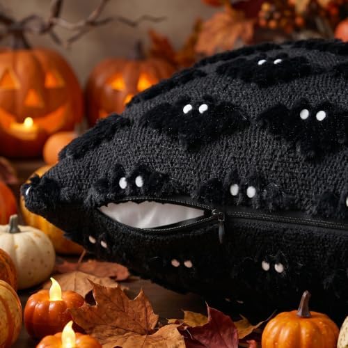 DANGEAB Halloween Decorations Bat Pillow Covers 20x20 Set of 2(Black1) - 3