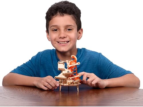 Miniatura 5 de Marbleocity Triple Play - Enlace de 4 barras - Construye una máquina de mármol de madera - Kit STEM Tinkineer - para mayores de 9 años