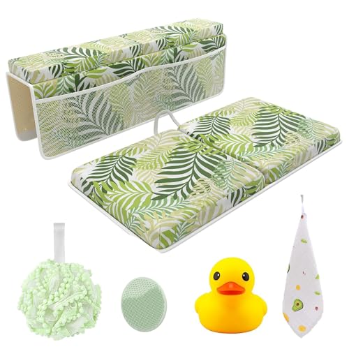 Image of Sleepah Bath Kneeler and Elbow Kneeling Rest Pad Set for Baby Bathing – Waterproof Soft Memory Foam Mat Organizer Babies & Toddler Bathing Time Toys Sponge (Foral)