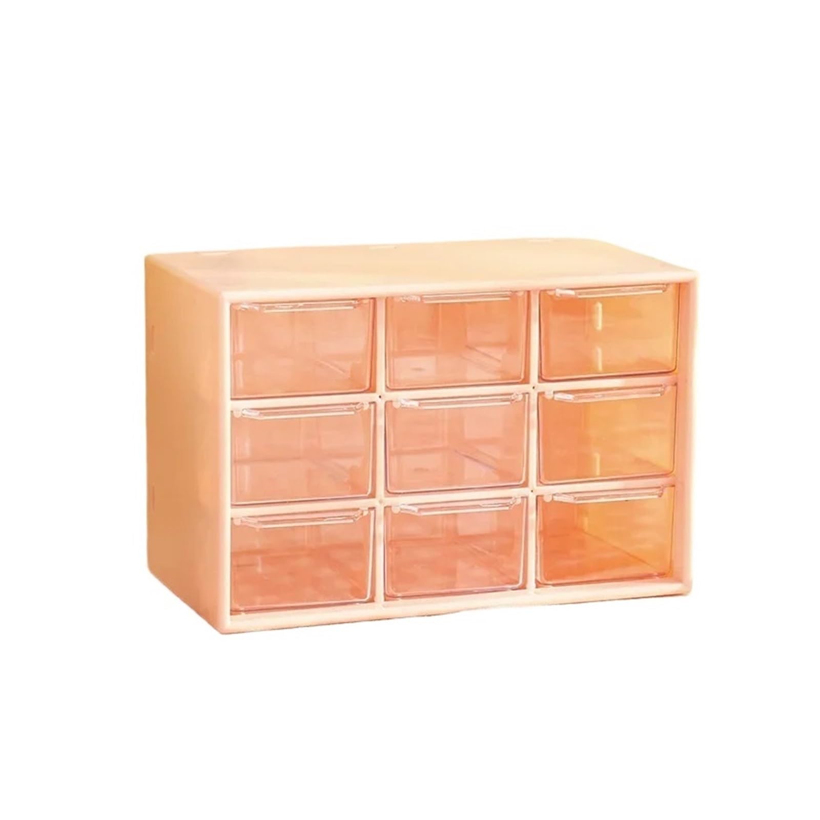 GMGQJST Compartment Storage Boxes Desktop 9 Grid Storage Boxes Organizer Transparent Small Drawer Partitioned Student Desk Wall-mounted Sundries Storage Box Cute(Pink)