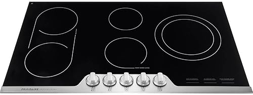 Vista 2 de Frigidaire Cocina eléctrica profesional de 36 pulgadas, placa de cocina de vidrio de cerámica de 5 quemadores plana con borde de acero inoxidable