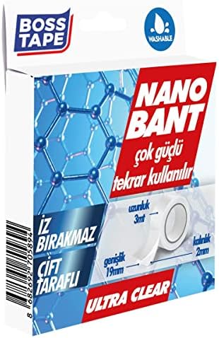 Boss Tape Tarafli Nano Bant, 19 mm x 3 mt Boyut, Seffaf Çift - Görsel 3
