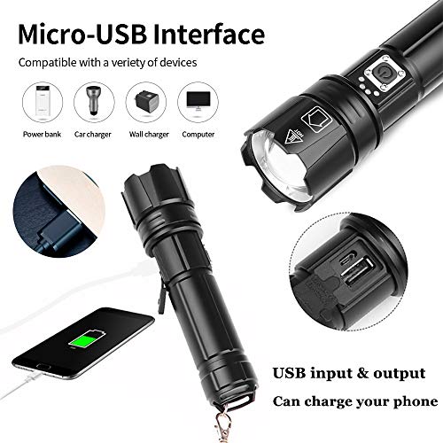 image for BESTSUN USB Rechargeable LED Flashlight, CREE XHP70.2 Powerful Flashli