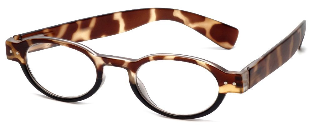 Calabria 4372 2 Color Oval European Reading Glasses&Case in Tortoise Havana+3.25