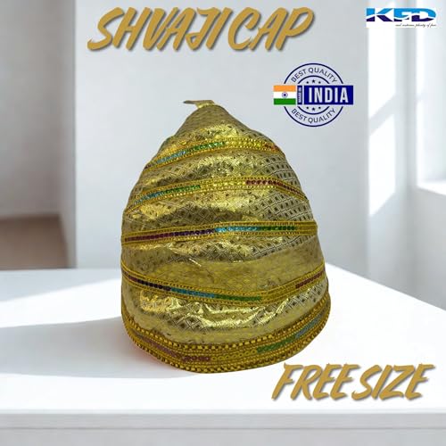 Image of Kaku Fancy Dresses Shivaji Maharaj Pagdi /Pheta Traditional Indian Headwear for Kids | Cultural & Fancy Dress Turban for Festivals, School Plays & Historical Events - White /Golden