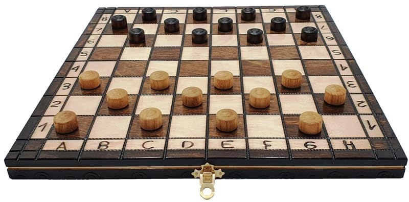 Jeu d'échecs - Échecs-Dames Cerisier - Échiquier Pliable | 35 x 35 cm | en Bois & 24 Dames | 2 cm | - Set