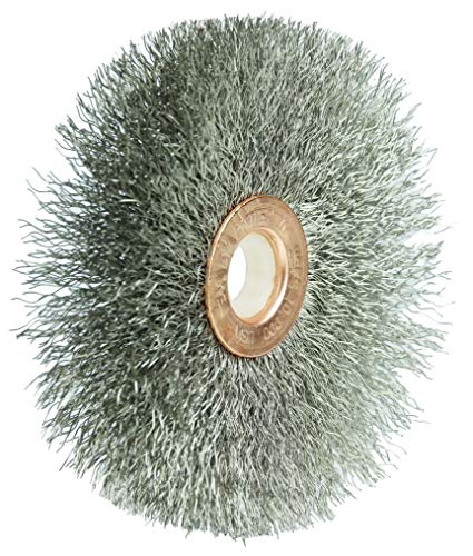 Image of Weiler 16943 3 inch Crimped Wire Wheel, .008 inch Stainless Steel Fill, 1 /2 inch Arbor Hole, Made in the USA