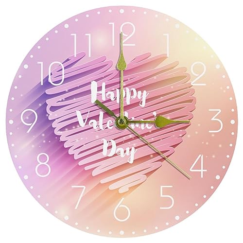 Horloge murale silencieuse cadeau de Saint-Valentin motif cœur rose - 2