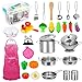 32pcs Kids Kitchen Pretend Play Toys Toy Kitchen Set with Stainless Steel Cooking Utensils Cookware Pots and Pans Set Healthy Vegetables, Knife, Little Chef for Toddlers & Children Boys Girls