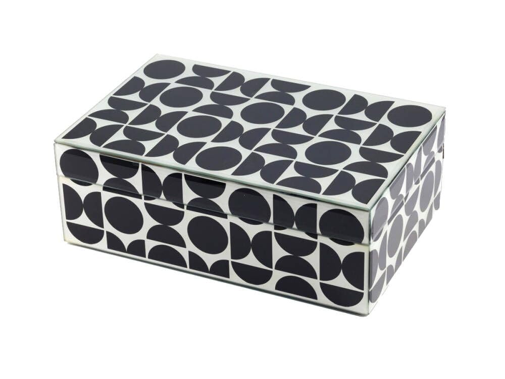 Boîte en verre blanc et noir petit coffret de rangement moderne pour bijoux