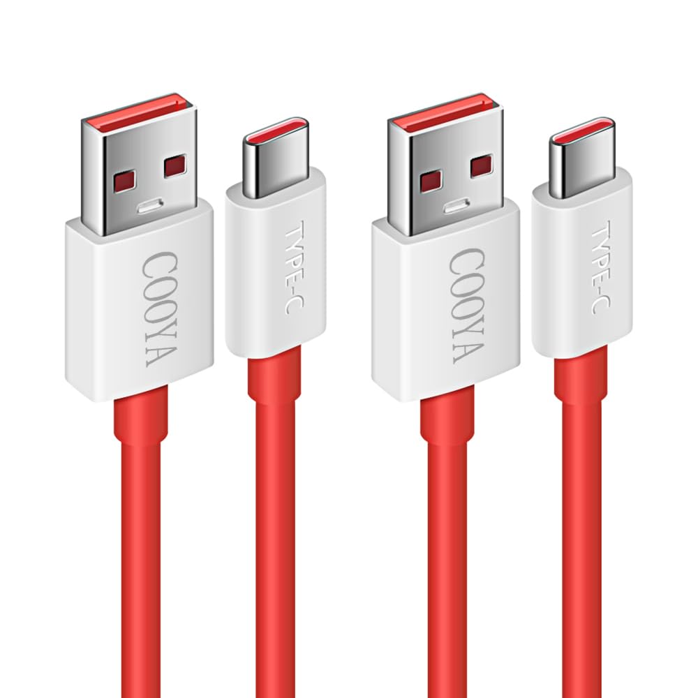 COOYA 2-Pcs USB C Cable for SUPERVOOC Charging 80W for OnePlus 13 15 12 Open 11 10 Pro/Nord/N30 6ft Warp Dash Charge Cable for OnePlus 7 8 Pro 7T 6T 6 5T, USB to Type-C Fast Charge Data Transfer Cord