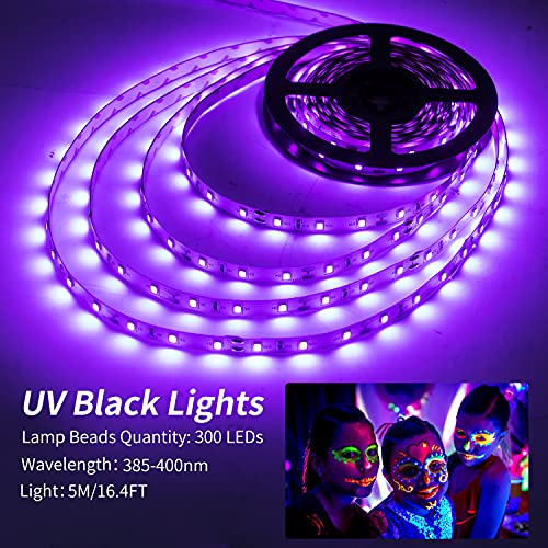 Image of Black Lights 20FT 360LEDs Blacklights LED Strip, Tape Lights, 12V Flexible Purple Blacklight Fixtures, LED Ribbon for Stage, Fluorescent Glow Party, Bar, Indoor Dance,Gallery