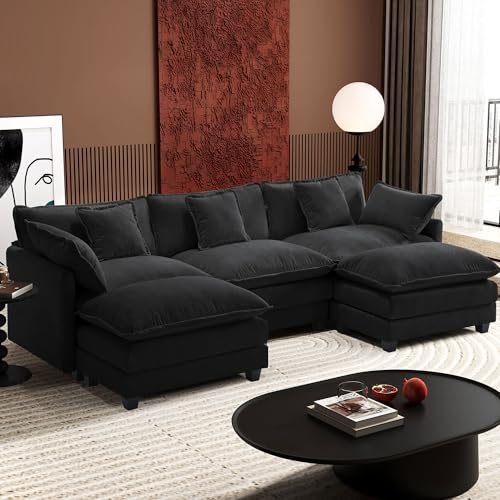 Ihanherry U-Shaped Modern Sofa 111.4" Modular Sectional Cloud...