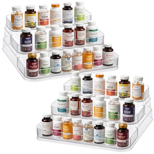 DANHMAO 2 Pack 3-Tier Vitamin Storage Organizer Countertop Organizer For Vitamin Bottles And Medicine Bottle Bathroom Cabinet Storage Items Are Clearly Visible