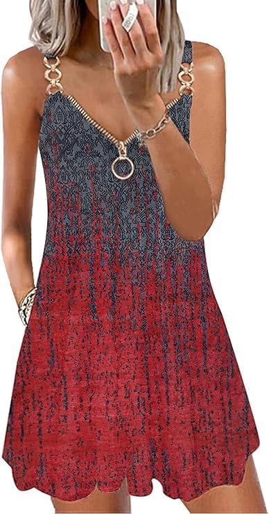 Ranphee Robe Femme Ete Chic et Elegant 2026 Vetement Robes Droite Trapèze Décontractée D'été à Bretelles Zippées col en V avec Poches
