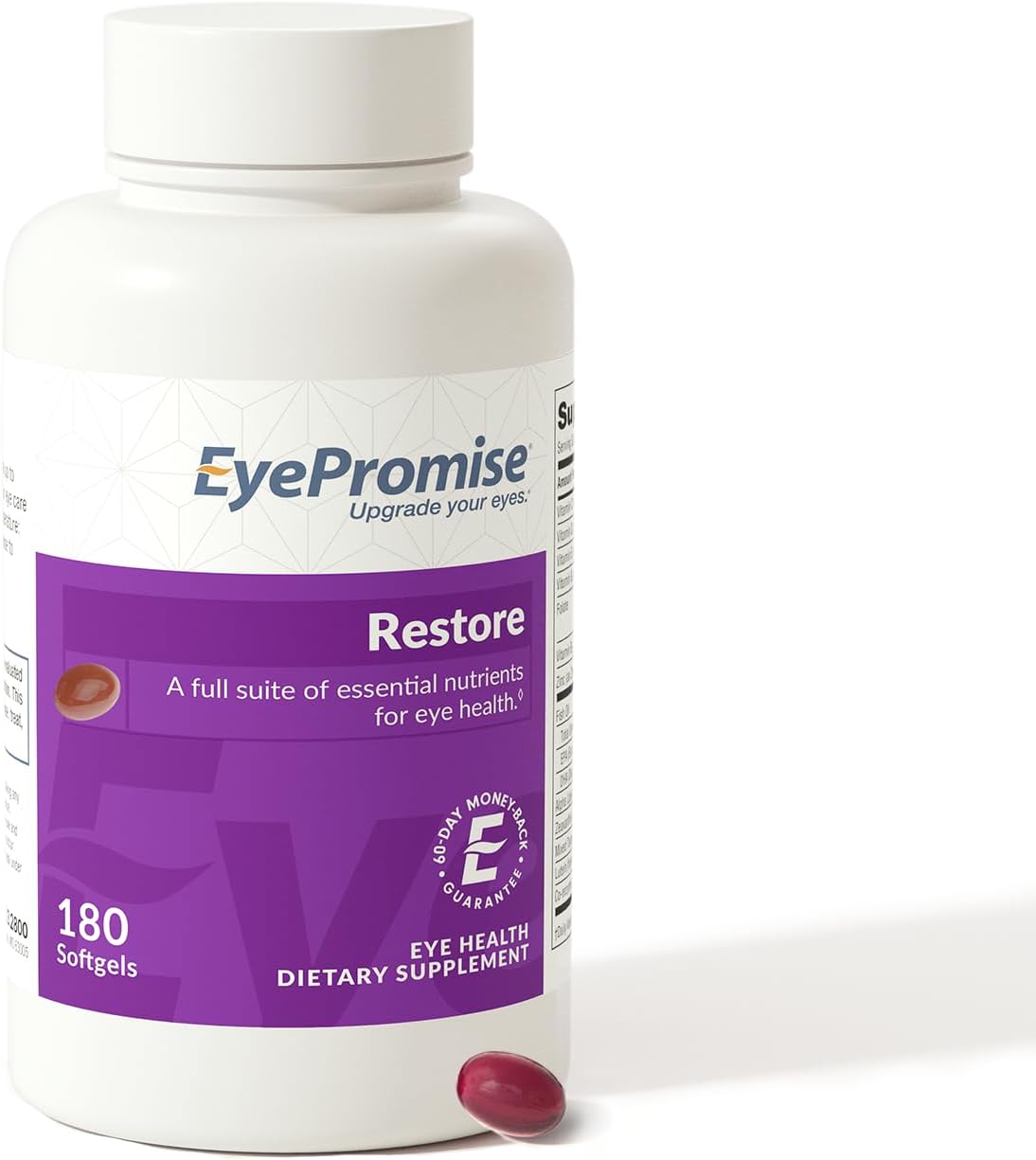EyePromise Restore Supplement - 180 Softgel Capsules Containing Lutein, Vitamin C, Vitamin D, Vitamin E, Omega-3 Fish Oil, and Zeaxanthin - A Patented and Complete Eye Health Formula