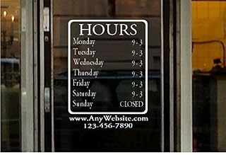StickerLoaf Brand Large Store Hours 12x15 Name Custom Window Decal Business Shop Storefront Vinyl Door Sign Company Law Office Medical Antique Boutique Cafe