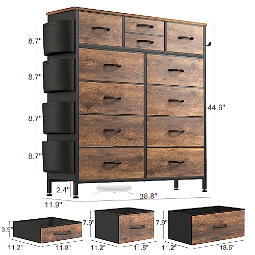 Lulivedresserforbedroomwith12drawerstalldresserchestofdrawerswithsidepocketsandhooksfabricdresserstoragetowerforclosethallwaylivingroomrusticbrown Urban Country Home Decor Lulive dresser for bedroom with 12 drawers tall dresser chest of drawers with side pockets and hooks fabric dresser storage tower for closet hallway living room rustic brown urban country home decor