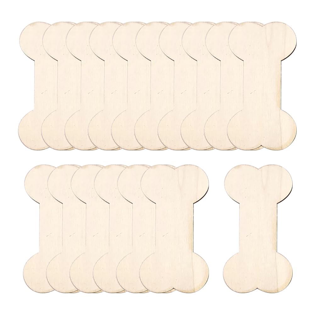 Hugede Wood 40 Pcs Dog Bone Cutouts Plain Bone Shaped S Unfinished En Slices En Craft Embellishments For Diy Decoration