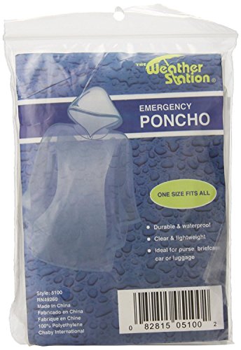 The Weather Station Waterproof Emergency Poncho with Hood, 6-Pack