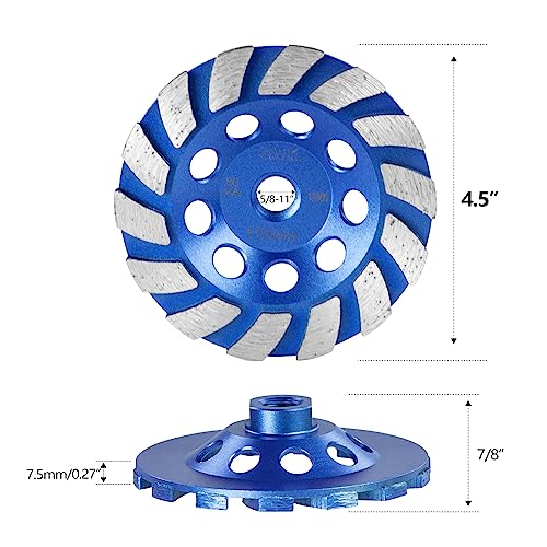 Sali O06JML115 4.5 Inch Concrete Grinding Wheels 14 Turbo Diamond Segments 5/8-11 Arbor Diamond Grinding Wheel Fit thumb #1