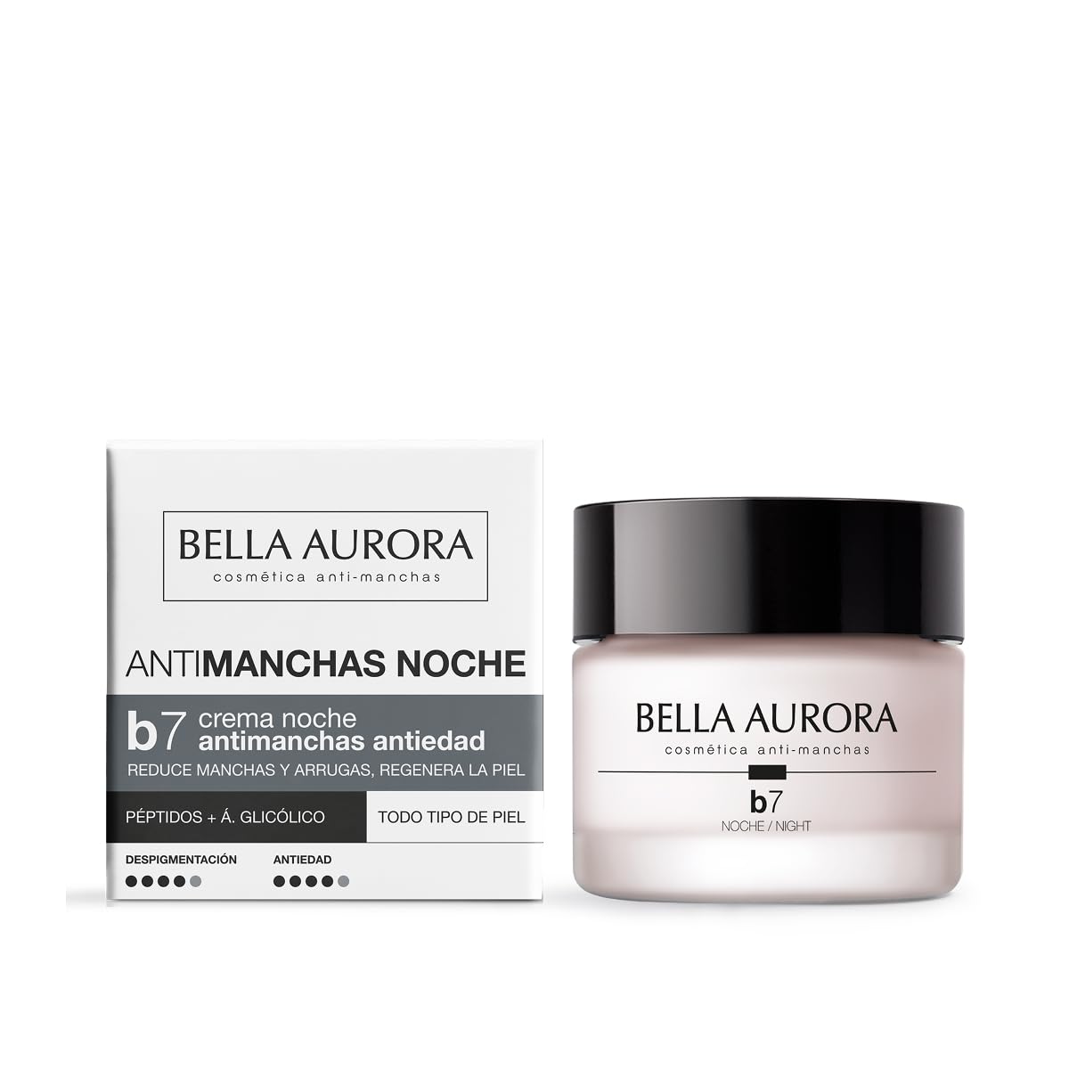 Bella Aurora B7 Crema Antimanchas y Antiedad Noche | Renueva la Piel mientras Duermes | Reduce Manchas y Arrugas | Mejora Firmeza y Luminosidad | Tratamiento Facial Nocturno | 50 ml